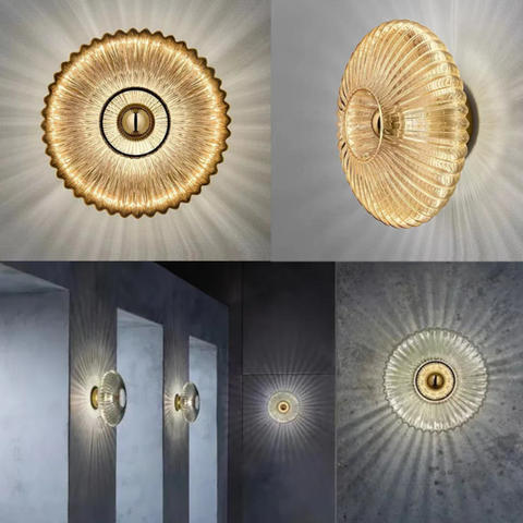 Modern Pleated Glass Wall Light with Soft LED Glow for Indoor Spaces