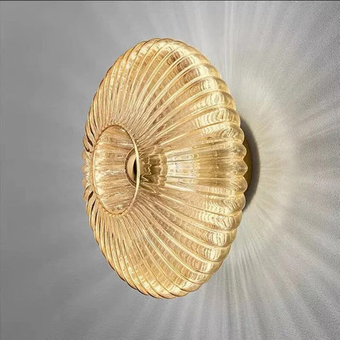 Modern Pleated Glass Wall Light with Soft LED Glow for Indoor Spaces