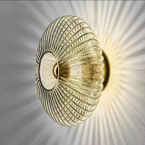 Modern Pleated Glass Wall Light with Soft LED Glow for Indoor Spaces