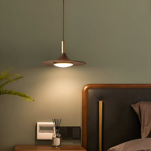 Pendant Light with Walnut-Finish Iron Shade