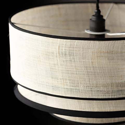 Pendant Light with Layered Linen and Floating Drum Shade