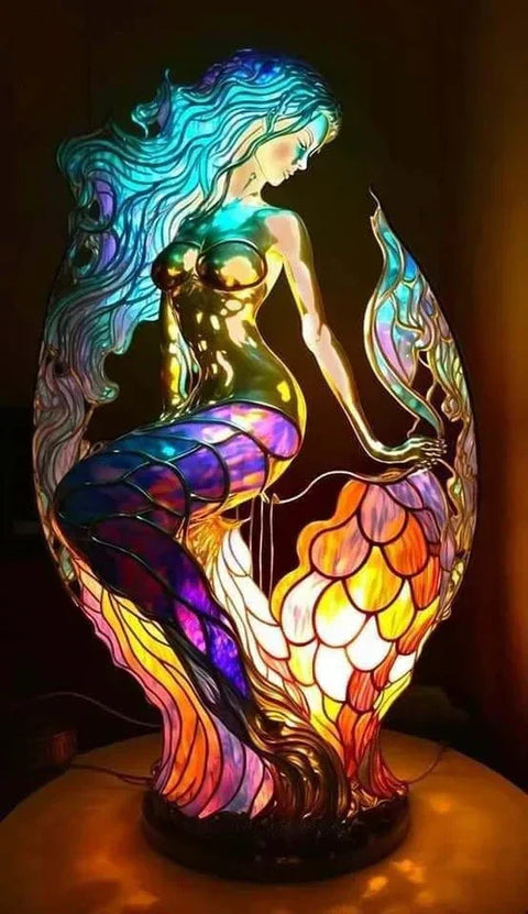 Stained Glass Mosaic Animal Accent Lamp with Sculptural Design