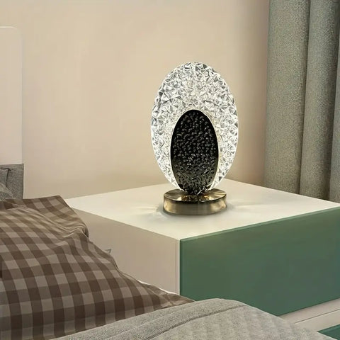 Peacock-Inspired LED Table Lamp with Decorative Textured Design, USB Rechargeable Battery and Adjustable Brightness