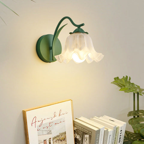 Wall Light with Flower Form and Fluted Acrylic Shade