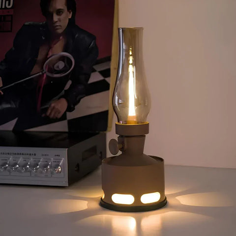 LED Lantern with Rechargeable Battery and Dimmable Oil Lamp Design