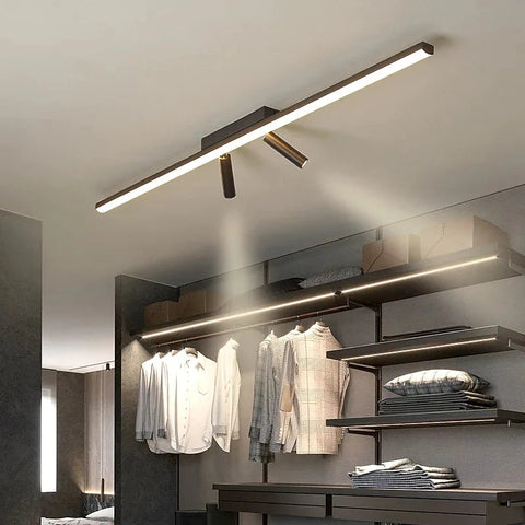 Linear LED Ceiling Light with Adjustable Spotlights for Living Rooms