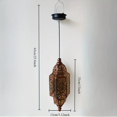 Moroccan Solar Hanging Lantern with Floral Cutout Pattern