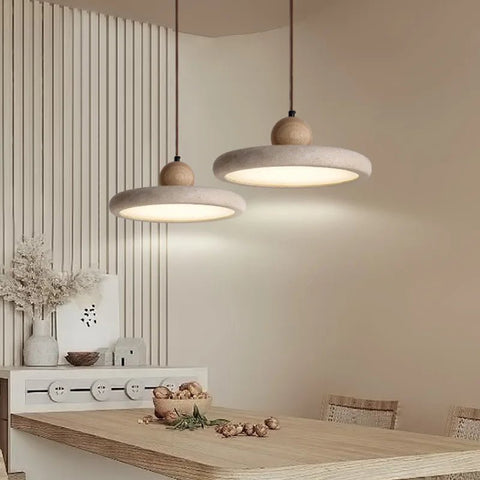 Travertine and Acrylic LED Pendant Light for Dining Room Illumination