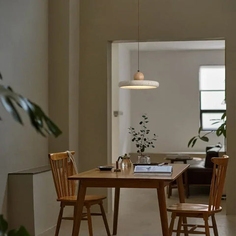 Travertine and Acrylic LED Pendant Light for Dining Room Illumination