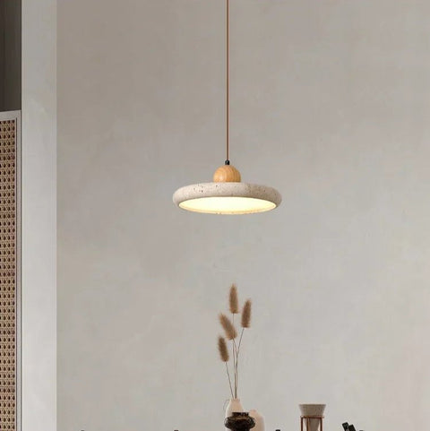 Travertine and Acrylic LED Pendant Light for Dining Room Illumination