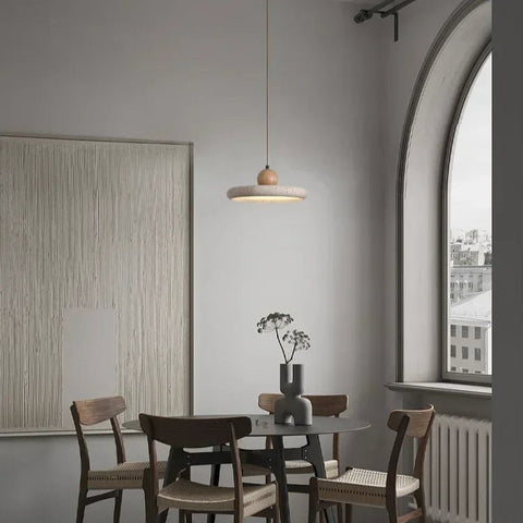 Travertine and Acrylic LED Pendant Light for Dining Room Illumination