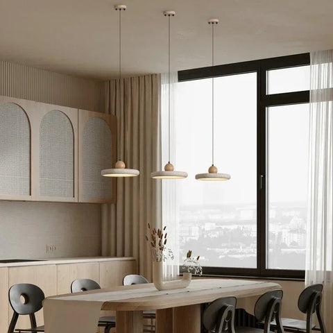 Travertine and Acrylic LED Pendant Light for Dining Room Illumination