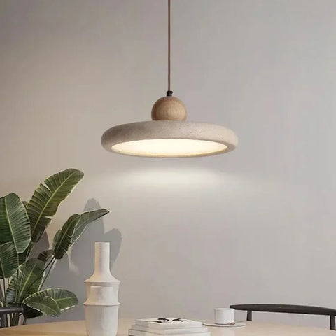 Travertine and Acrylic LED Pendant Light for Dining Room Illumination