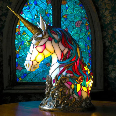 Stained Glass Mosaic Animal Accent Lamp with Sculptural Design