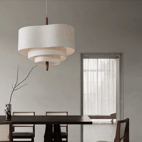 Layered Fabric Japandi Pendant Light for Dining and Living Room Decor