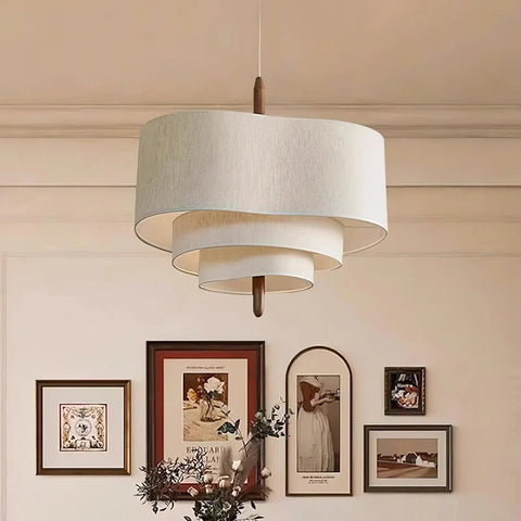 Layered Fabric Japandi Pendant Light for Dining and Living Room Decor