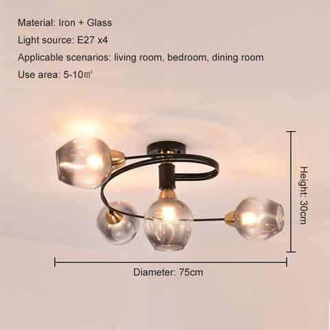 Glass Globe LED Flush Mount Ceiling Light for Dining Room Lighting
