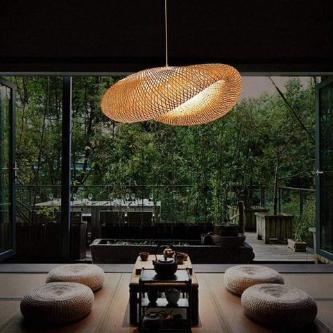 Handwoven Bamboo Pendant Light for Dining Rooms and Modern Living Spaces