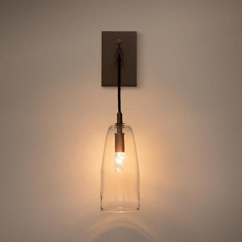 Wall Light with Copper Finish and Suspended Glass Shade