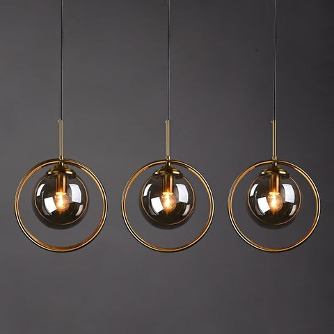Glass Globe Ring Pendant Light for Dining and Living Room Lighting