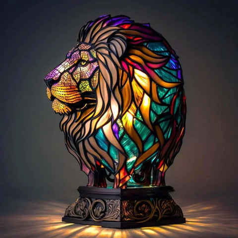 Stained Glass Mosaic Animal Accent Lamp with Sculptural Design