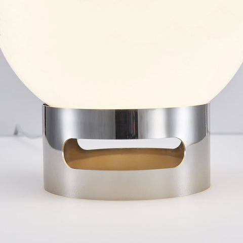 Minimalist Opal Glass LED Table Lamp with Stainless Steel Base and Rotary Switch