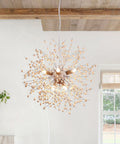 Wood Bead Starburst Pendant Light with Multiple Bulbs — product view