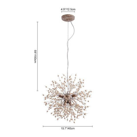 Wood Bead Starburst Pendant Light with Multiple Bulbs — product view