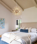 Wood Bead Starburst Pendant Light with Multiple Bulbs — product view
