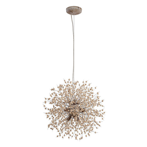 Wood Bead Starburst Pendant Light with Multiple Bulbs — product view