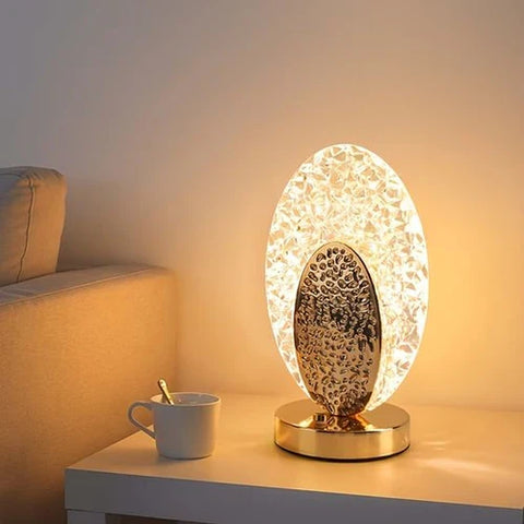 Peacock-Inspired LED Table Lamp with Decorative Textured Design, USB Rechargeable Battery and Adjustable Brightness