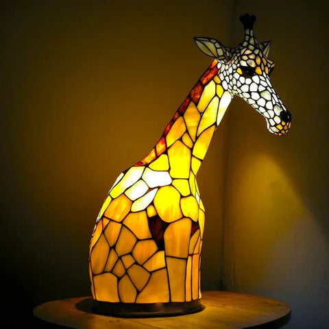 Stained Glass Mosaic Animal Accent Lamp with Sculptural Design