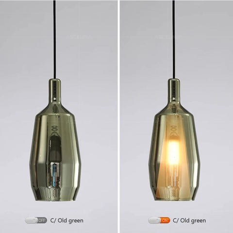 Colored Glass Pendant Light with Geometric Shade