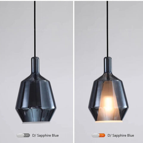 Colored Glass Pendant Light with Geometric Shade