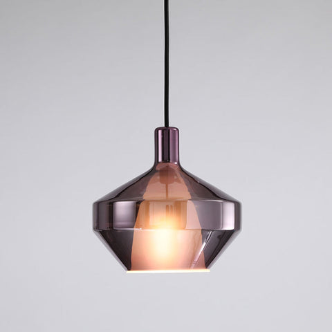 Colored Glass Pendant Light with Geometric Shade