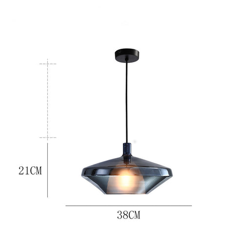 Colored Glass Pendant Light with Geometric Shade