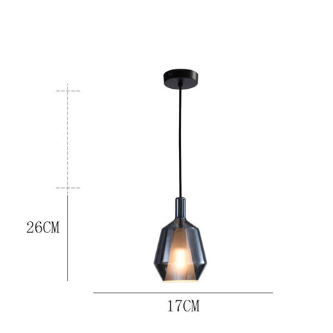 Colored Glass Pendant Light with Geometric Shade