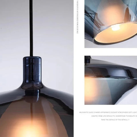 Colored Glass Pendant Light with Geometric Shade