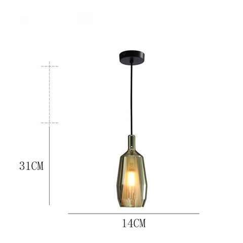 Colored Glass Pendant Light with Geometric Shade