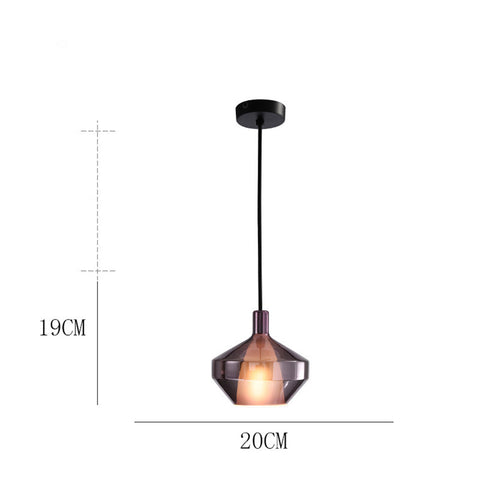 Colored Glass Pendant Light with Geometric Shade