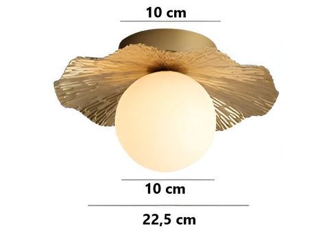 Hammered Copper Flush Mount Light with Frosted Glass for Hallways