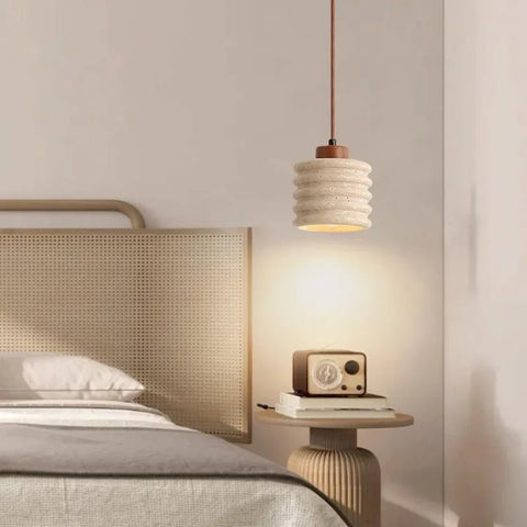 Ribbed Stone Pendant Light for Bedroom and Dining Area Soft Lighting