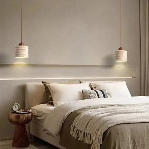 Ribbed Stone Pendant Light for Bedroom and Dining Area Soft Lighting
