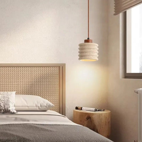 Ribbed Stone Pendant Light for Bedroom and Dining Area Soft Lighting