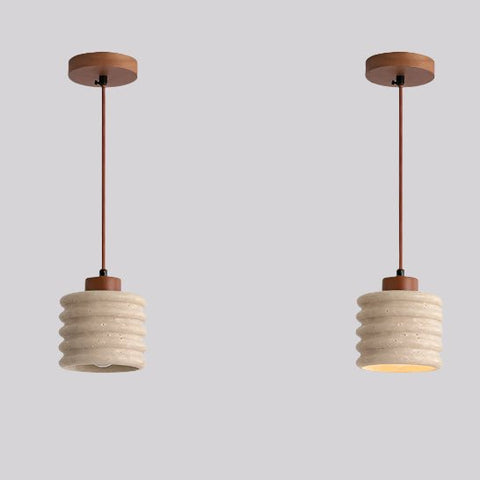 Ribbed Stone Pendant Light for Bedroom and Dining Area Soft Lighting