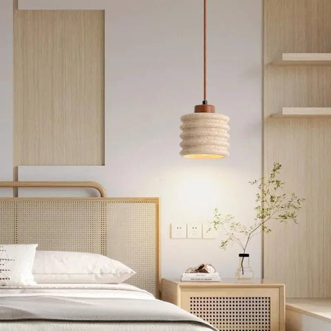 Ribbed Stone Pendant Light for Bedroom and Dining Area Soft Lighting