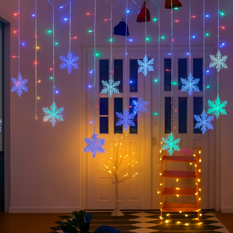 Snowflake LED Curtain String Lights for Holiday Window Decoration