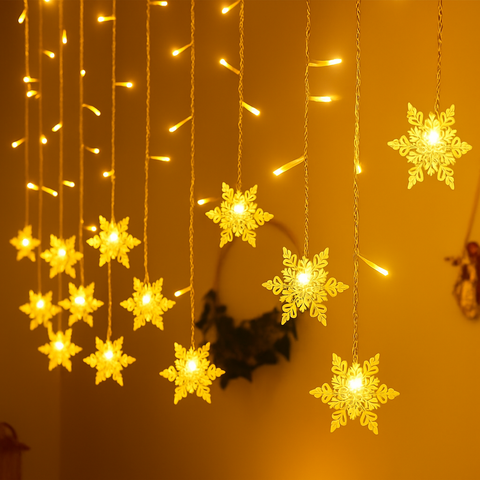 Snowflake LED Curtain String Lights for Holiday Window Decoration
