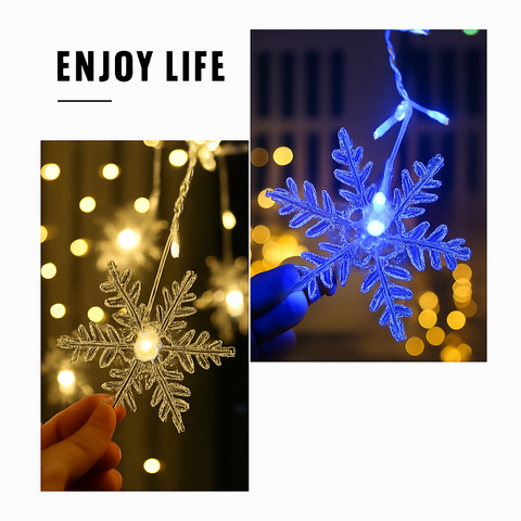 Snowflake LED Curtain String Lights for Holiday Window Decoration