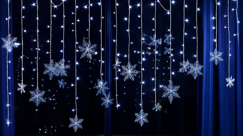 Snowflake LED Curtain String Lights for Holiday Window Decoration